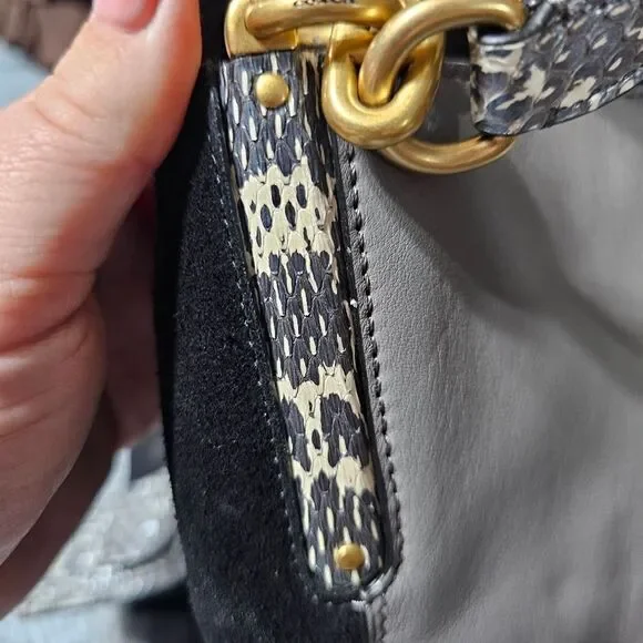 Coach Dalton 31 Shoulder Bag Purse in Colorblock with Pearlized Python Snakeskin - Picture 6 of 10